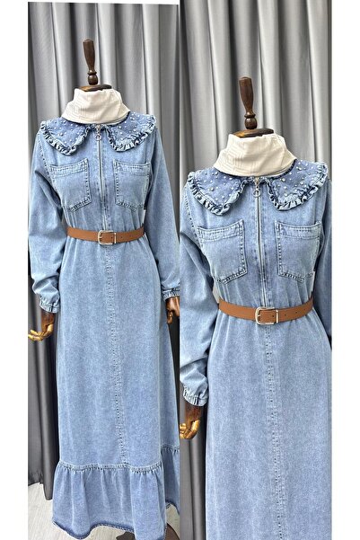 moda acar Six-Layered Flawed Denim Dress