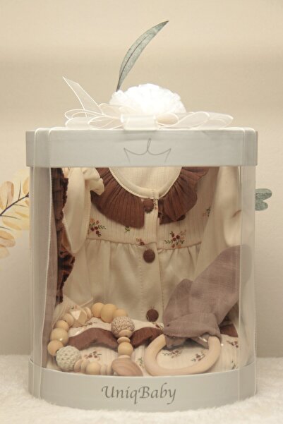 Uniq Baby UniqBaby Forever Gift – Çiçek Desenli Kız Bebek Silindir Kutu Hediy...