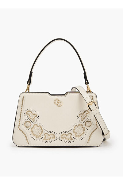 Celeste Lazer Cut Shoulder Bag - H14 x W 24 x D 9.5 cms
