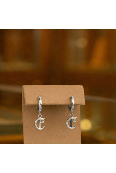 Soleildor 925 ayar Orijinal Gümüş Baş Harf Gümüş Küpe