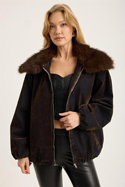 HomeStore Yaka Kürklü Bomber Mont