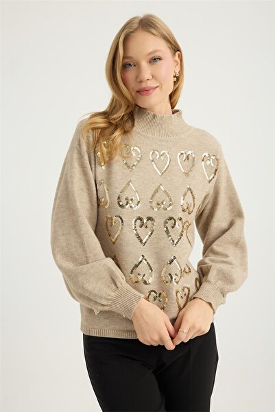 HomeStore Mock Neck Sequined Knitwear