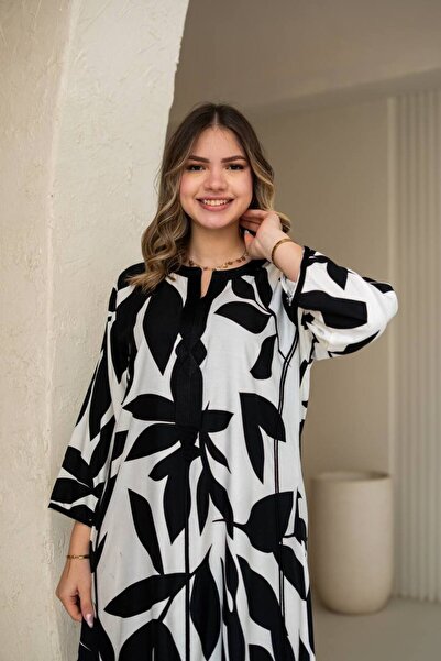 AFandina جلابية كتان أنيقة بتصميم عصري وقصة مريحةSM - 68