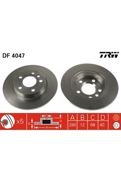 TRW Disc de frână DF4047, 5 găuri, 280x40.4mm, negru