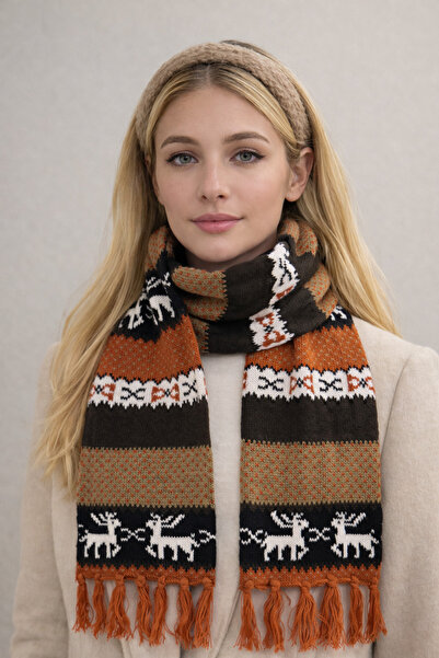 Şirin Giyim Aksesuar Deer Detail Winter Scarf - Women's Soft Textured