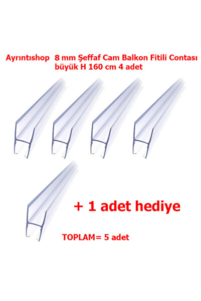 AYRINTISHOP Cam Balkon Fitili 8mm buyuk H Contası 4 Adet + 1 Adet Hediyeli 160cm