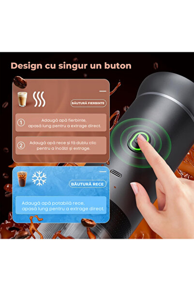 gelle Espressor Portabil 2 in 1 - Aparat de Cafea cu Capsule, compatibil Nespresso, Nescafe, Dolce Gusto
