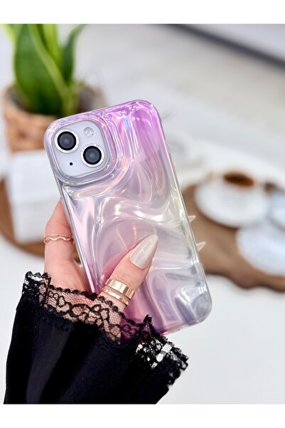 Go Aksesuar حافظة سيليكون متوافقة مع آيفون 15 - 14 - 13 بتصميم لامع متدرج اللون