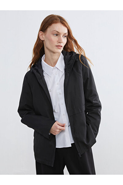 LC Waikiki Lcwaikiki Classic Black Hooded Women's Raincoat