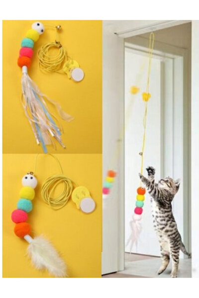 Kitchen Dream Elastic Self-Adhesive Worm Cat Fishing Rod - Cat Toy