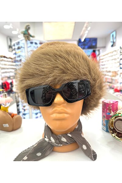 GLOW ACCESSORIES BAE قبعة من الفرو الصناعي الفاخر من القطيفة
