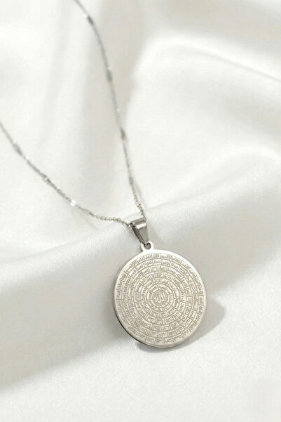 özgül takı ve tasarım Esmaül Hüsna Model Paslanmaz Çelik Gümüş Renk Kadın Kolye