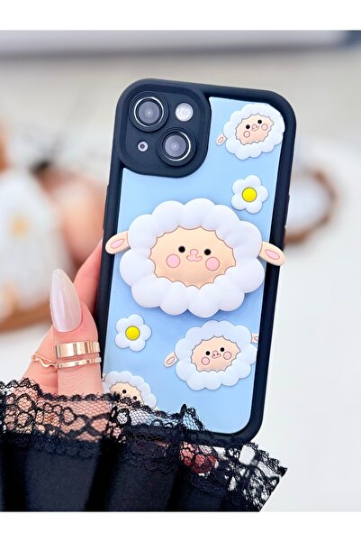 Go Aksesuar Flexible Silicone Case with Pop Socket Lamb Toy Design Compatible...