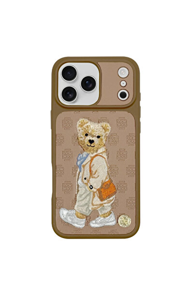 ZuckBear حافظة آيفون 17 برو ماكس ثلاثية الأبعاد من الجلد الصناعي مع تطريز على...