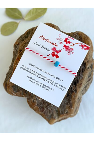 Atölye Merdiven March Wishing Bracelet with Blue Bead Detail, Gift-Packaged M...