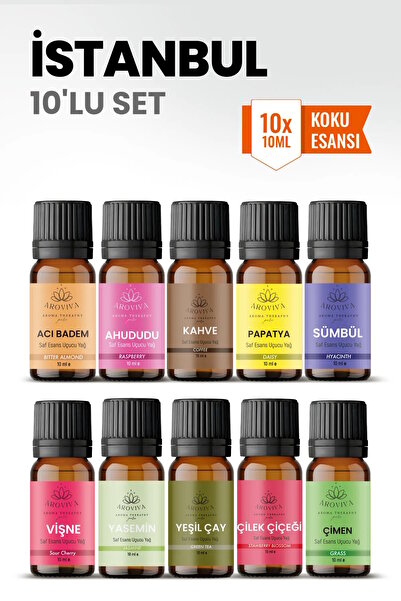 Aroviva İstanbul 10’lu Oda Kokusu Seti – Buhurdanlık Yağı, Difüzör Esansı ve ...
