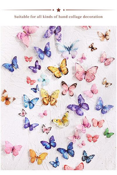 Kolbi Craft 6 Sheets 114 Pieces Transparent Pink Butterfly Sticker Bullet Jou...