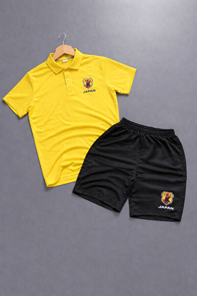 NOFLEN طقم شورت ياباني مطبوع مكون من قطعتين من Polo Yaka