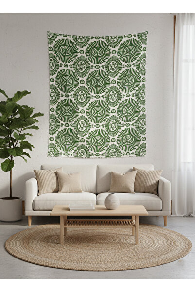 Etnik Dekor Green Bohemian Argyle Pattern Digital Print Wallpaper