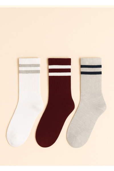 Katia&Bony Unisex 3-Pack Line Patterned Socks
