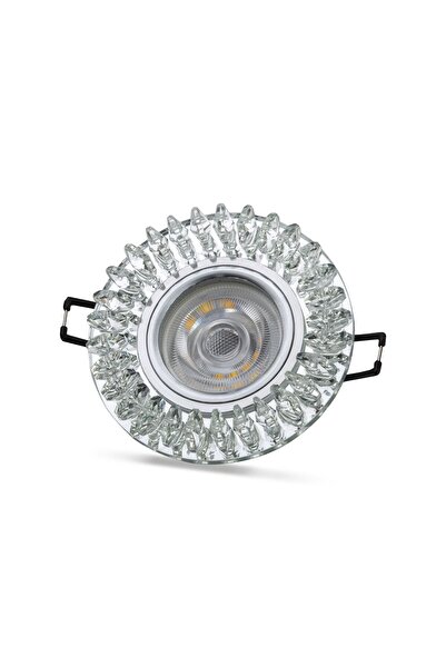 Noas Troya Kristal Taşlı Dekoratif Spot Kasa Gümüş | LED Uyumlu Lüks Tavan Ay...