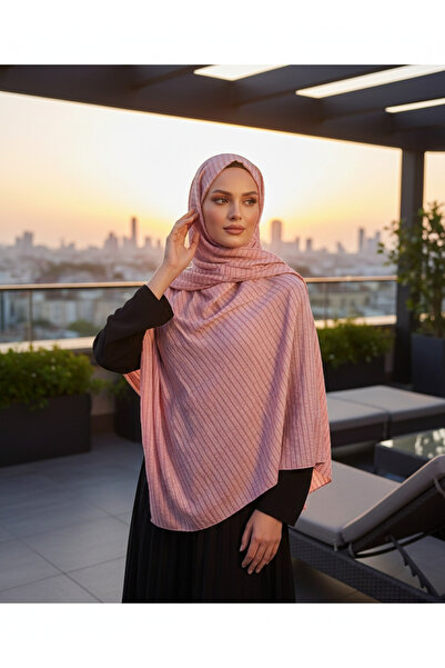 Modakaşmir Fashion Cashmere Row Striped Shawl Purple