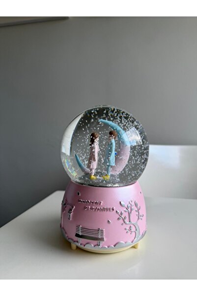 Bumelo Ay Ayakta Kız ve Erkek Büyük Boy Işıklı,Müzikli Püskürtmeli Kar Küresi