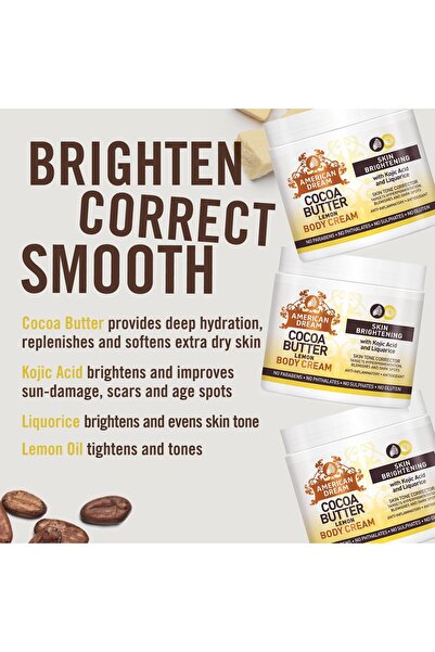 AMERICAN DREAM كريم زبدة الكاكاو بالليمون لتفتيح البشرة وتوحيد لونها