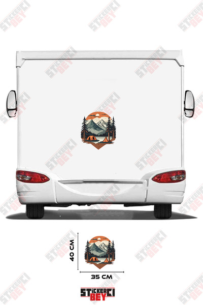 STİCKERCI BEY Camping by Mountain and Lake Visual Caravan Sticker Decoration
