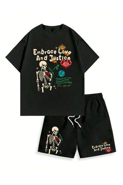 macklin Unisex Embrace Love Printed Special Design Oversized Tshirt and Short...