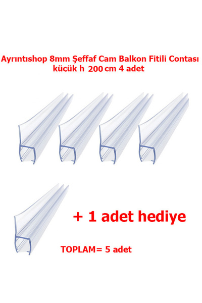 AYRINTISHOP Скляний балконний ущільнювач 8 мм, невеликий, 200 см — 4 шт. + 1 ...