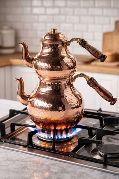 DMT COPPER HOME Copper Small Size 3-Person Teapot – Handcrafted Gaziantep Pro...