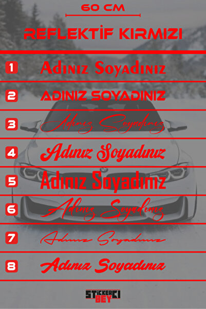 STİCKERCI BEY 60 CM AD SOYAD ARAÇ STİCKER -İSİM SOY İSİM ARABA YAZISI - MOTOR...