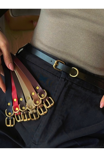 coaksco Kadın Basic 7'li Gold Toka Kemer Set