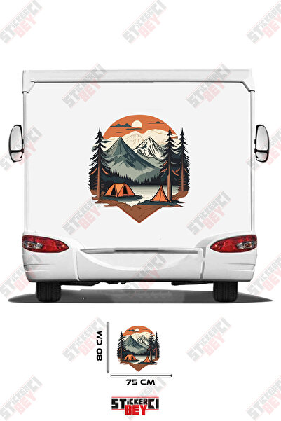 STİCKERCI BEY Camping by Mountain and Lake Visual Caravan Sticker Decoration