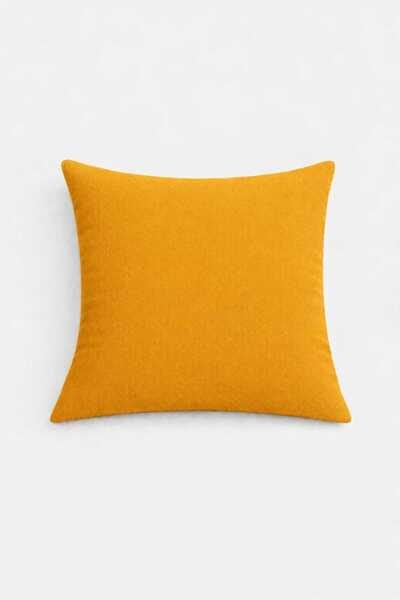 PerdeYap1980 Velvet Textured Mustard Throw Pillow Cover (1 Piece)