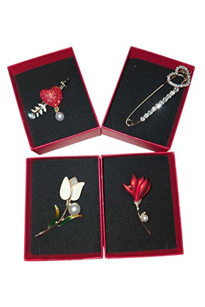 AnoaSales Set of 4 brooches, in box