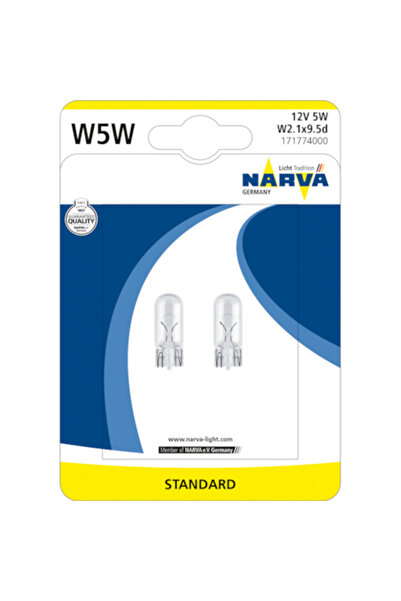 Narva Set de 2 becuri auto cu halogen auxiliar W5W, 12V, 5W