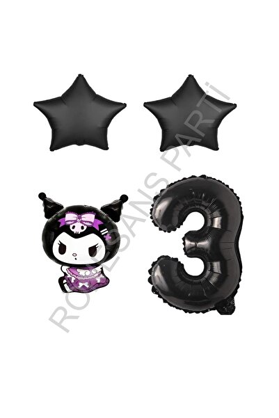 RÖNESANS PARTİ Renaissance Kuromi Number Star Foil Balloon Set Age-3