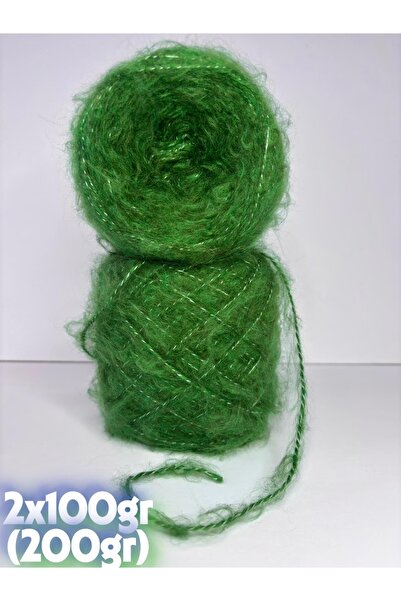 Ana&Kuzusu İplik Yeşil (BOL TÜYLÜ) kalın elit moher örgü ip 200g (DİKKAT FAZL...