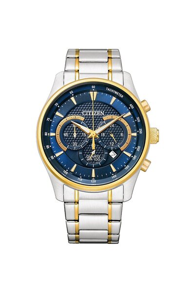 Citizen Erkek Kol Saati – 42 mm, Lacivert Kadran, Gümüş & Altın Kordon