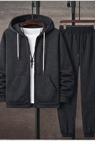 K&S طقم بدلة رياضية بغطاء للرأس بدون طباعة