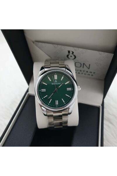 benon Men's Wristwatch Stainless Steel Waterproof Modern High Quality Silver ...