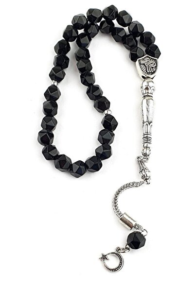 OSESHOP سبحة من الحجر الطبيعي مع شراشيب فولاذية وحجر العقيق المقطوع