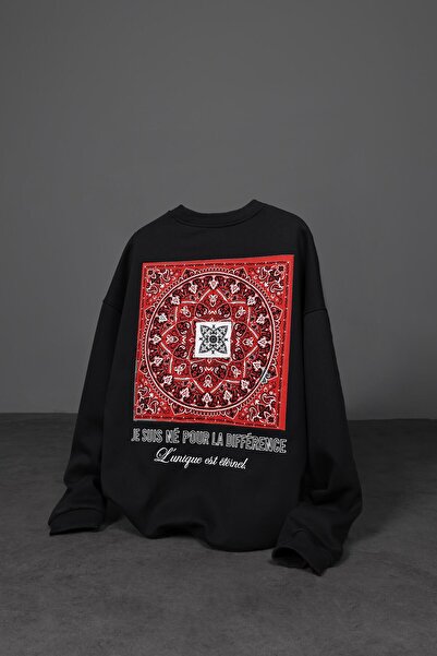 Slatra Чоловічий чорний шарф з візерунком Patch Oversize Sweatshirt