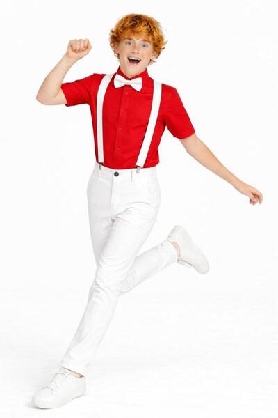 Kuraff Giyim April 23 Boys' Short Sleeve Shirt Pants Bow Tie Suit Costume