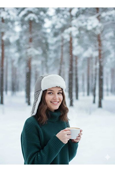 Betülce Women's Fur Lined Waterproof Pilot Hat - Winter Ushanka Kalpak with E...