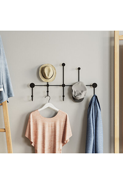 MOİRA Mat Siyah,Dekoratif Metal Duvar Askısı Modern Tasarım Antre Banyo Hol P...