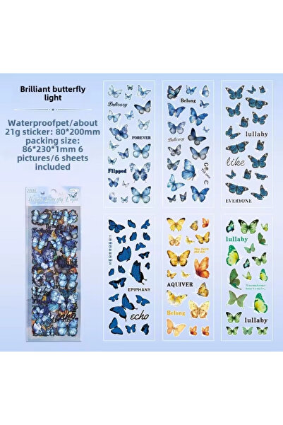 Kolbi Craft 6 coli 123 bucăți autocolante transparente colorate cu fluturi pe...
