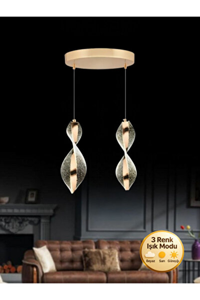 Litra Lighting Nuvola Model 2"li Gold 3 Renk Modu Modern Ledli Salon Mutfak O...